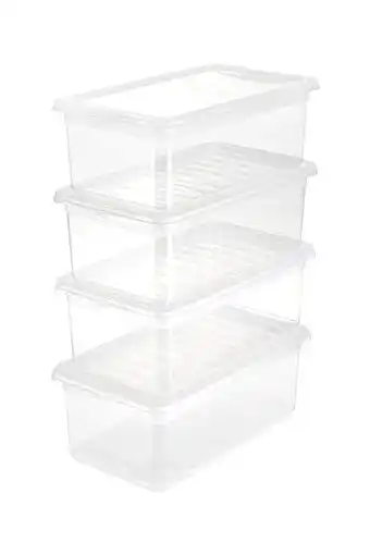 Amazon keeeper Bewaardoos, opbergdoos met air control-systeem, 4-delige set, 4 x 5,6 l, 33 x 19,5 x 12 cm, Bea, doorzichtig aanbieding