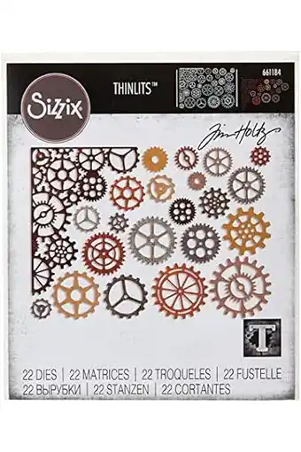 Amazon Sizzix 661184 Thinlits Die Set 22PK-Gearhead van Tim Holtz, Koolstofstaal, Meerkleurig, 19,1 x 14,5 x 0,5 cm aanbieding