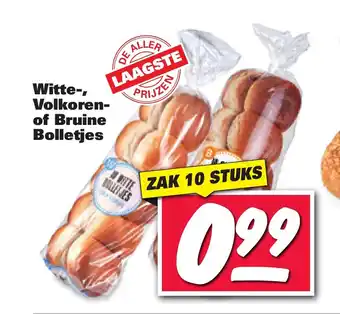 Nettorama Witte-, Volkoren of Bruine Bolletjes zak 10 stuks aanbieding