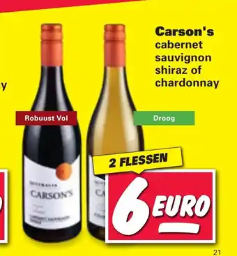 Nettorama Carson's Cabernet Sauvignon Shiraz of Chardonnay 2 Flessen aanbieding