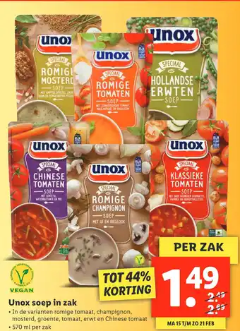 Lidl Unox soep in zak 570ml aanbieding