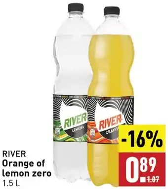 ALDI RIVER Orange of lemon zero 1.5 l aanbieding