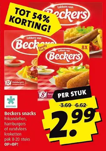 Boni Beckers snacks aanbieding