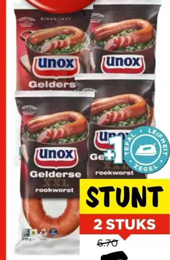 Vomar Voordeelmarkt Unox Gelderse Rookworst 375 gram aanbieding