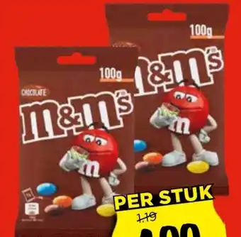 Vomar Voordeelmarkt M&M's Choco  100 gram aanbieding