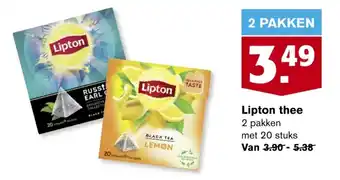 Hoogvliet Lipton thee 2 pakken aanbieding