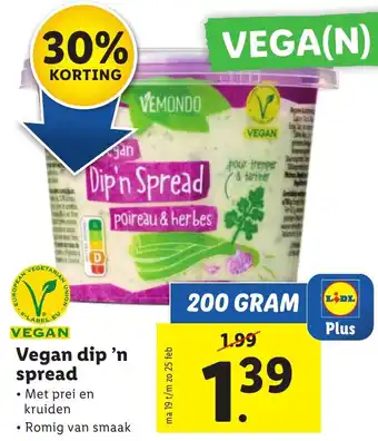 Lidl Vegan dip 'n spread 200g aanbieding