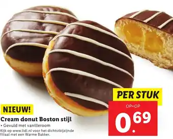 Lidl Cream donut Boston stijl aanbieding