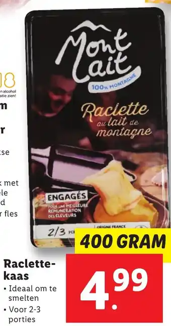 Lidl Raclette kaas 400g aanbieding