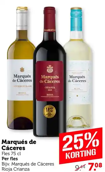 Coop Marqués de Cáceres Fles 75 cl aanbieding