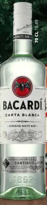 Mitra Bacardi Carta Blanca Rum 70cl aanbieding
