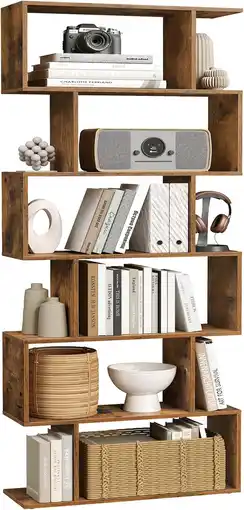 Amazon VASAGLE LBC61BX Boekenkast met 6 niveaus, opbergkast, scheidingswand, voor woonkamer, slaapkamer, kantoor, moderne stijl, rus aanbieding