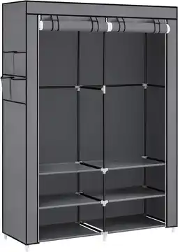 Amazon SONGMICS Stoffen kledingkast, kledingkast, 45 x 127 x 176 cm, 2 hangvakken, met legplanken, 4 zijvakken, veel ruimte, voor sl aanbieding