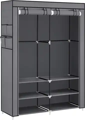 Amazon SONGMICS Stoffen kledingkast, kledingkast, 45 x 127 x 176 cm, 2 hangvakken, met legplanken, 4 zijvakken, veel ruimte, voor sl aanbieding