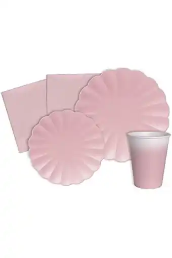 Amazon Ciao Feestservieset Flower Shape voor 24 personen (112 stuks: 24 borden Ø23cm, 24 borden Ø18cm, 24 kopjes 200ml, 40 servetten aanbieding