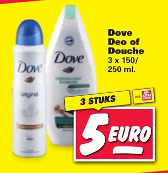 Nettorama Dove deo of douche 3x150/250 ml aanbieding