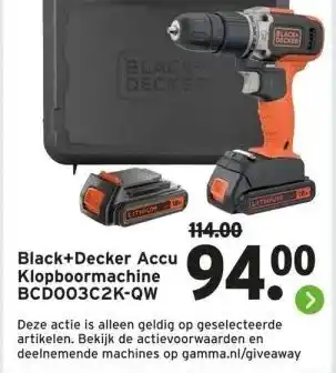 GAMMA Black+Decker Accu Klopboormachine BCD003C2K-QW aanbieding