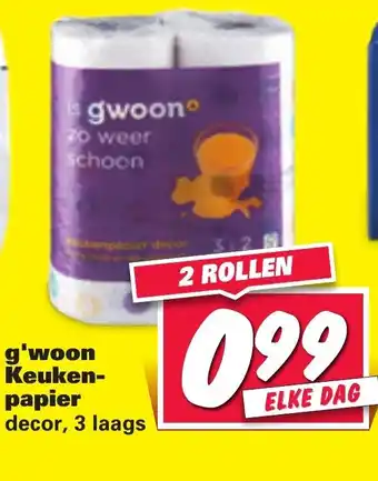 Nettorama G;woon keukenpapier 2 rollen aanbieding