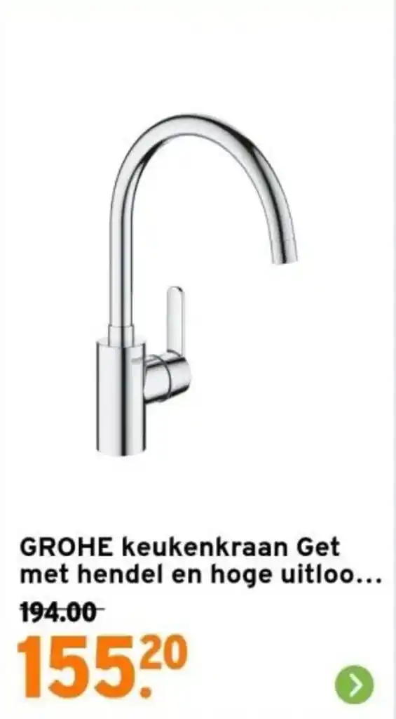GROHE keukenkraan Get met hendel en hoge uitloo aanbieding bij GAMMA