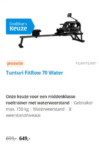 Coolblue Tunturi fitrow 70 water aanbieding