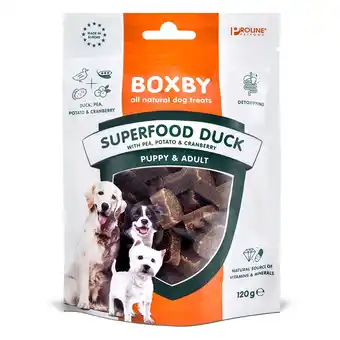 Zooplus Boxby Hondensnacks Superfood met Eend, Erwten en Cranberry - 120 g aanbieding