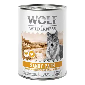 Zooplus Wolf of Wilderness Senior “Expedition” 6 x 400 g - Sandy Path - Gevogelte met kip aanbieding