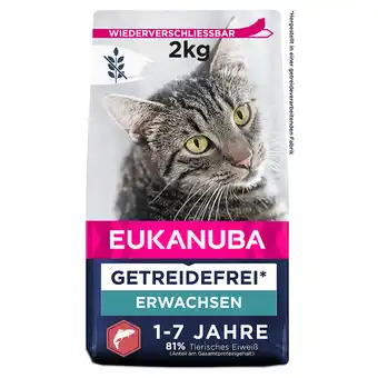 Zooplus 2kg Eukanuba Adult Graanvrij Rijk aan Zalm Droog Kattenvoer aanbieding