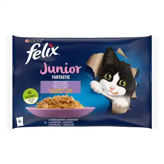Zooplus 4x 85g Zalm & Kip Felix Fantastic Junior Zuigjes Kattenvoer Nat aanbieding