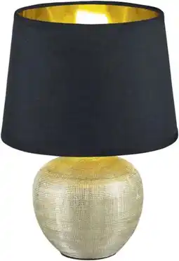 Amazon Reality Leuchten R50621079 Luxor tafellamp, keramiek, E14 fitting, goud, 18 x 18 x 26 cm aanbieding