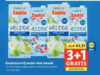 Lidl Koolzuurvrij water met smaak 1,5 l aanbieding