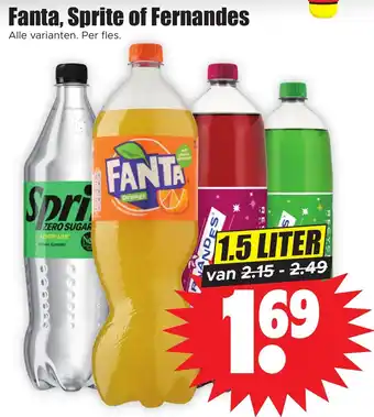 Dirk Fanta sprite of fernandes 1.5 liter aanbieding