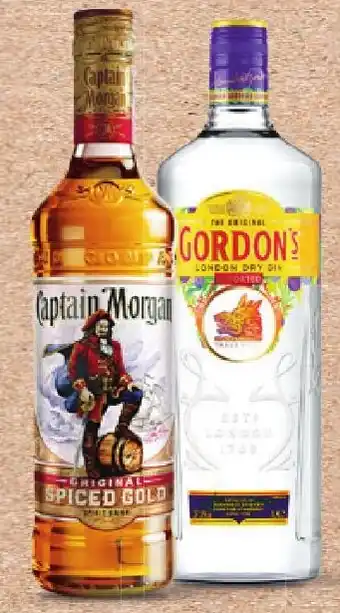 PLUS Captain morgan spiced gold rum of gordon's gin per fles aanbieding