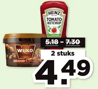 PLUS Heinz tomatenketchup of wijko satesaus kant en klaar aanbieding