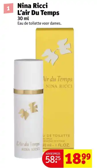 Kruidvat Nina Ricci L'air Du Temps 30ml aanbieding