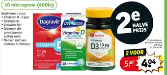 Kruidvat vitamine D3 10ug 2 x 300 stuks aanbieding