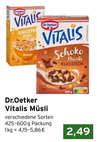 Vomar Voordeelmarkt Dr.Oetker Vitalis Müsli 425-600g aanbieding