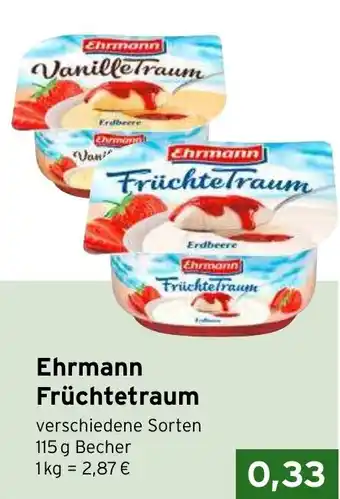 Vomar Voordeelmarkt Ehrmann Früchtetraum 115g aanbieding