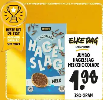 Jumbo HAGELSLAG MELKCHOCOLADE 380 GRAM aanbieding