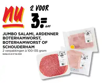 Jumbo SALAMI, ARDENNER BOTERHAMWORST, BOTERHAMWORST OF SCHOUDERHAM aanbieding