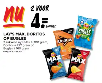 Jumbo LAY'S MAX, DORITOS OF BUGLES aanbieding