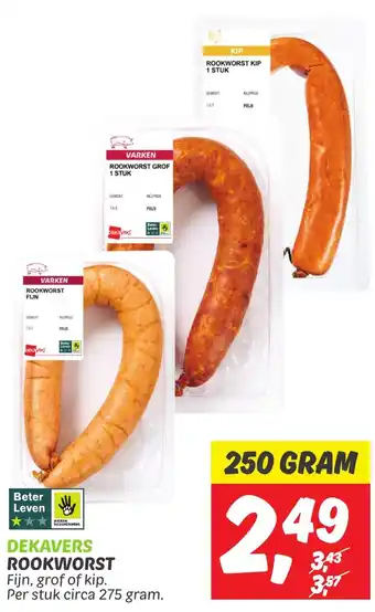 Dekamarkt ROOKWORST 250g aanbieding