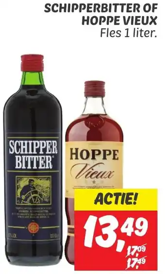 Dekamarkt SCHIPPERBITTER OF HOPPE VIEUX Fles 1 liter. aanbieding