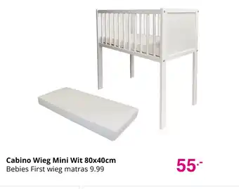 Baby & Tiener Cabino Wieg Mini Wit 80x40cm aanbieding