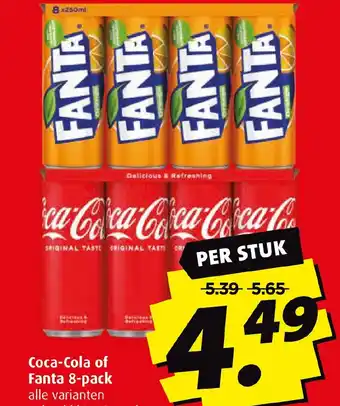 Boni Coca-Cola of Fanta 8-pack alle varianten pak 8 blikjes à 25 cl aanbieding