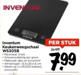 Vomar Voordeelmarkt Inventum Keukenweegschaal WS305B aanbieding