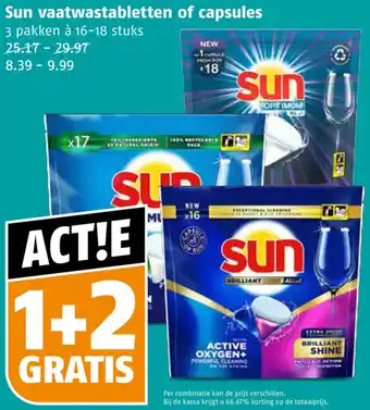 Poiesz Sun vaatwastabletten of capsules aanbieding