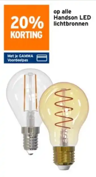 GAMMA op alle Handson LED lichtbronnen aanbieding