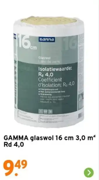 GAMMA glaswol 16 cm 3,0 m² Rd 4,0 aanbieding