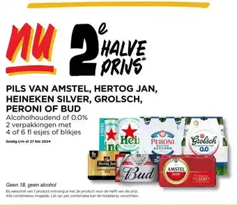 Jumbo PILS VAN AMSTEL, HERTOG JAN, HEINEKEN SILVER, GROLSCH, aanbieding