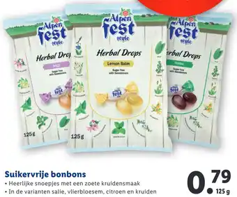 Lidl Suikervrije bonbons 125g aanbieding